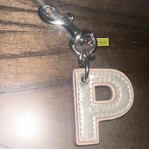 Coach Y2K Leather Initial “P” Bag Charm Keychain